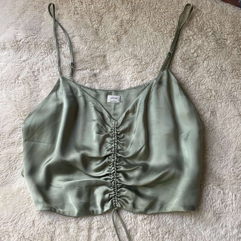 NEW Aritzia Wilfred Satin Sage Blouse